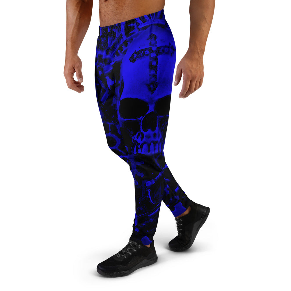 Blue Steampunk Skull Slim Fit Men's Joggers