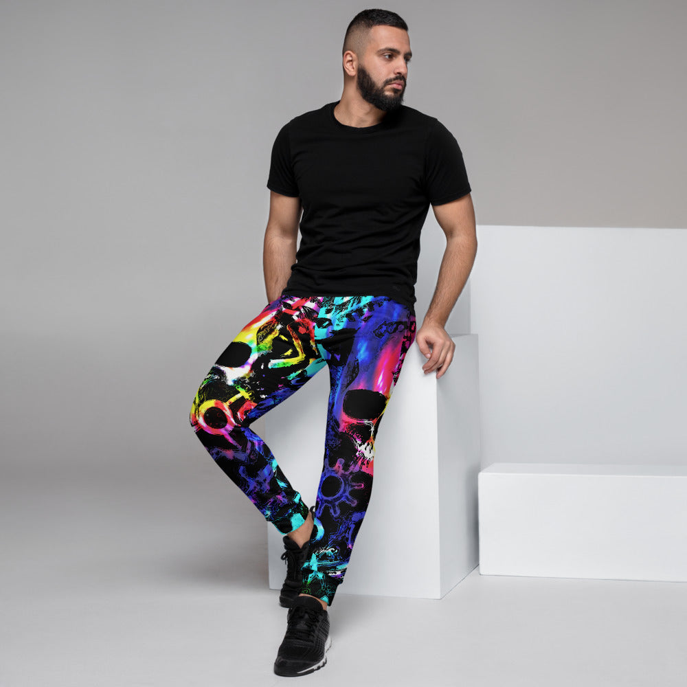 Tie Dye Steampunk Skull Men's Slim Fit Joggers