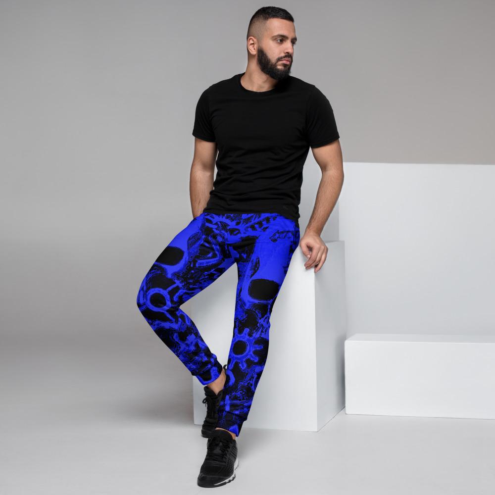 Royal Blue Steampunk Skull Slim Fit Men's Joggers