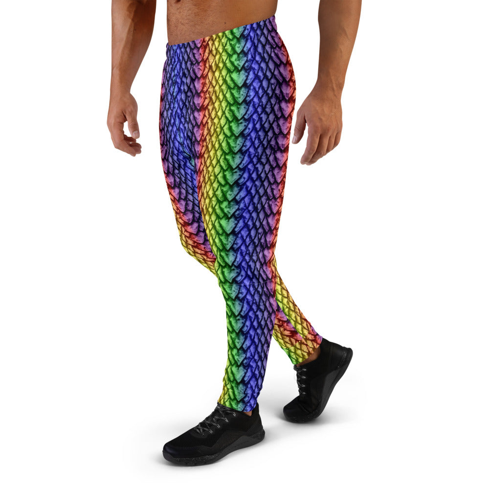 Rainbow Dragon Scale Men's Slim Fit Joggers