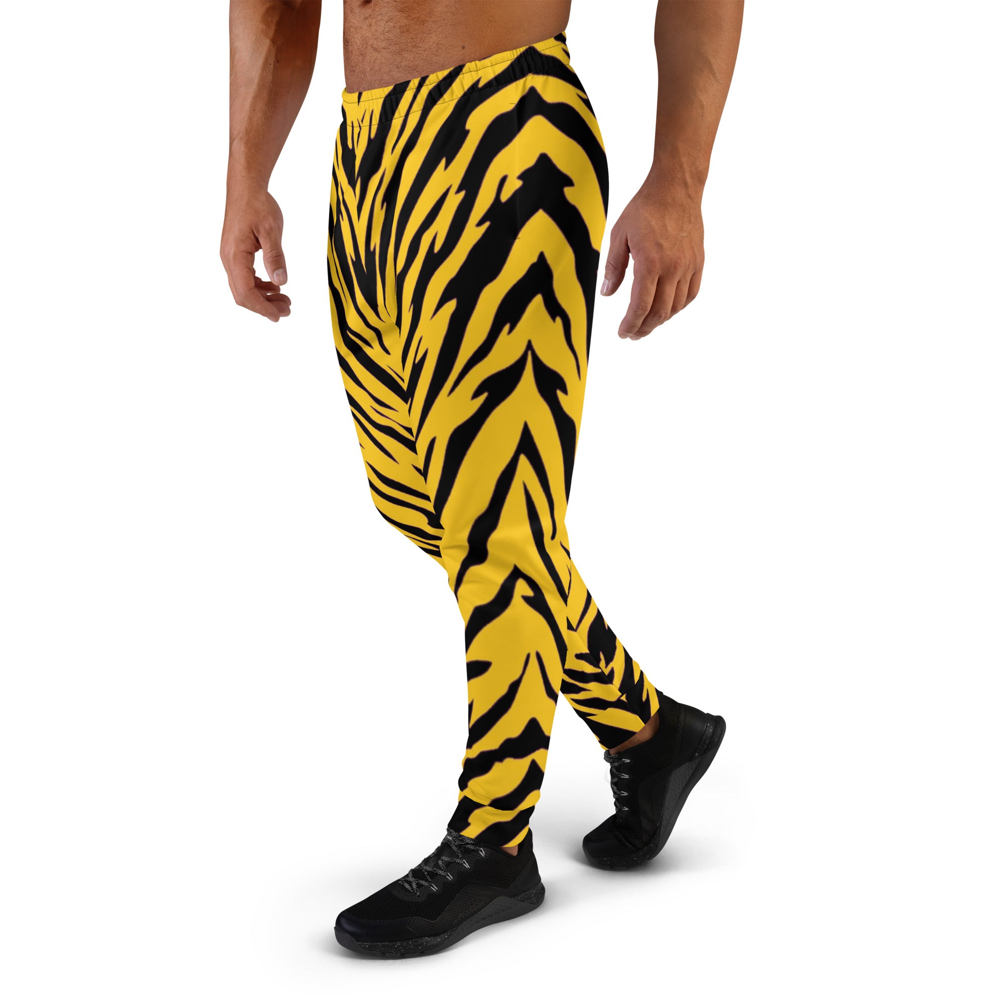 Black and Gold Tiger Stripes Men's Slim Fit Joggers