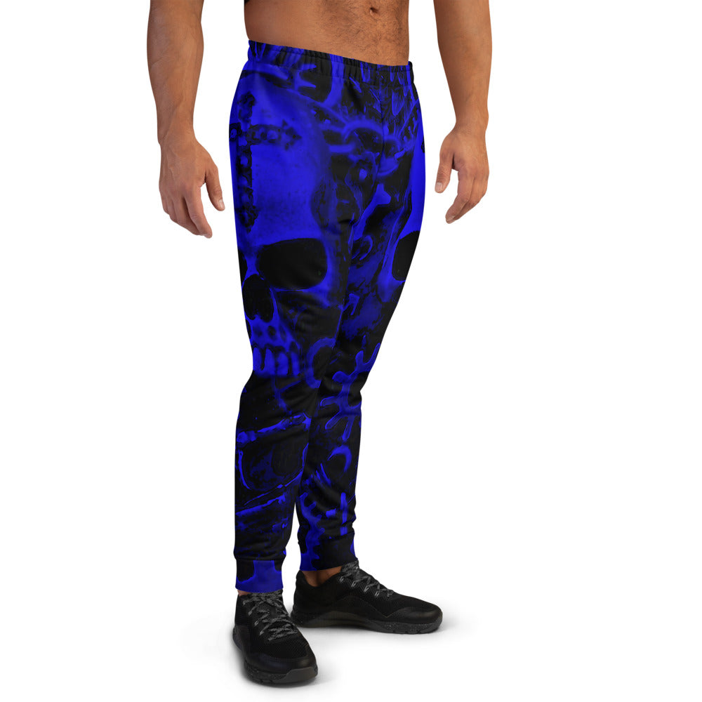 Blue Steampunk Skull Slim Fit Men's Joggers