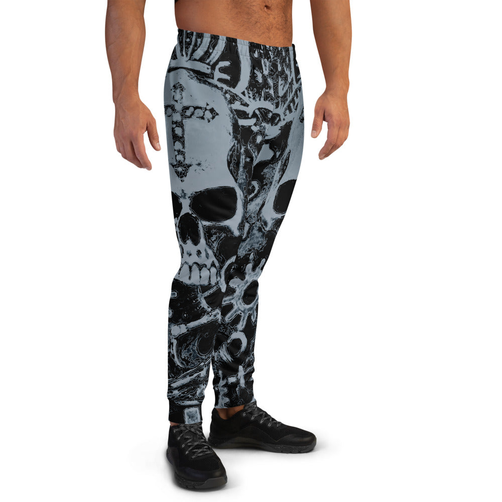 Grey Steampunk Skull Slim Fit Men's Joggers