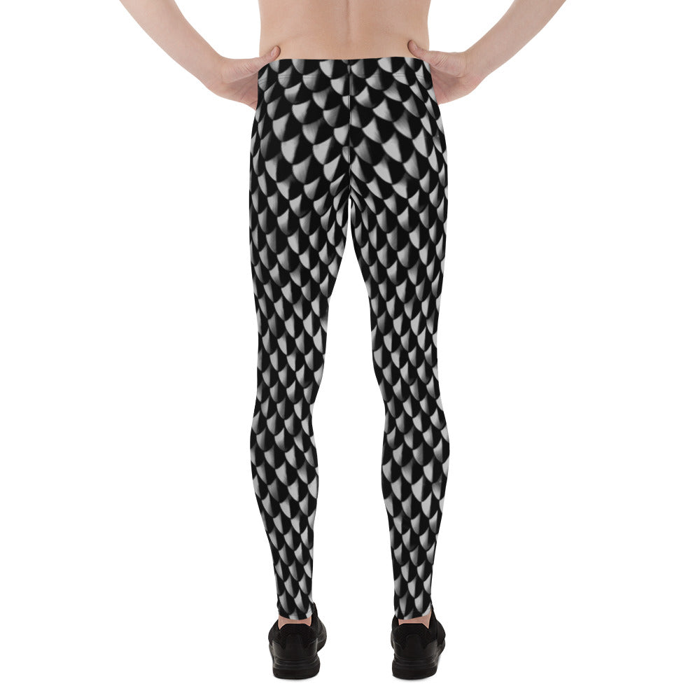 Blackened Scale Mail Print Men's Leggings