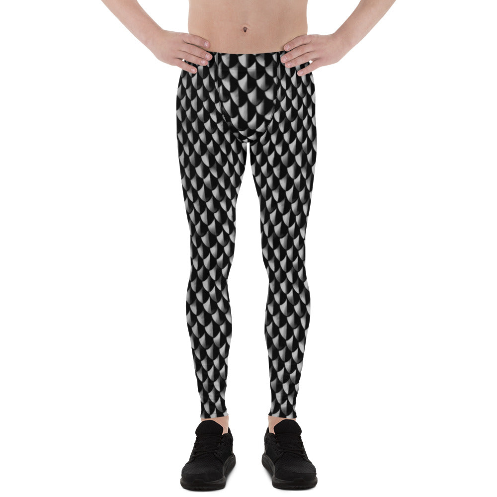 Blackened Scale Mail Print Men's Leggings