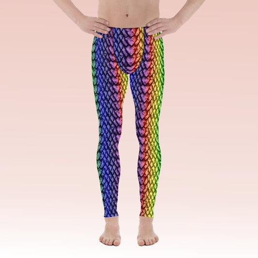 Rainbow Dragon Scale Men's Leggings