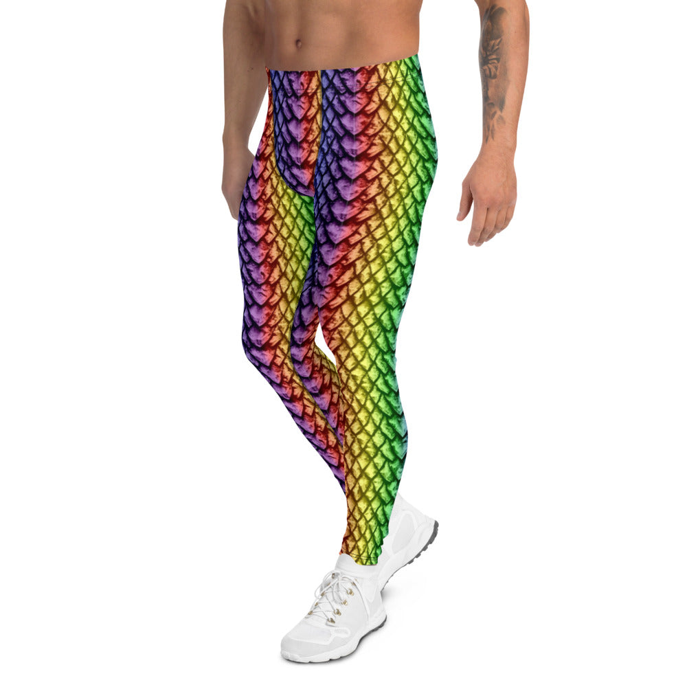 Rainbow Dragon Scale Men's Leggings