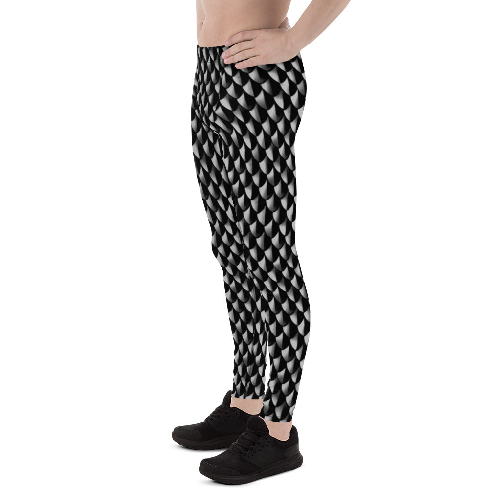 Blackened Scale Mail Print Men's Leggings