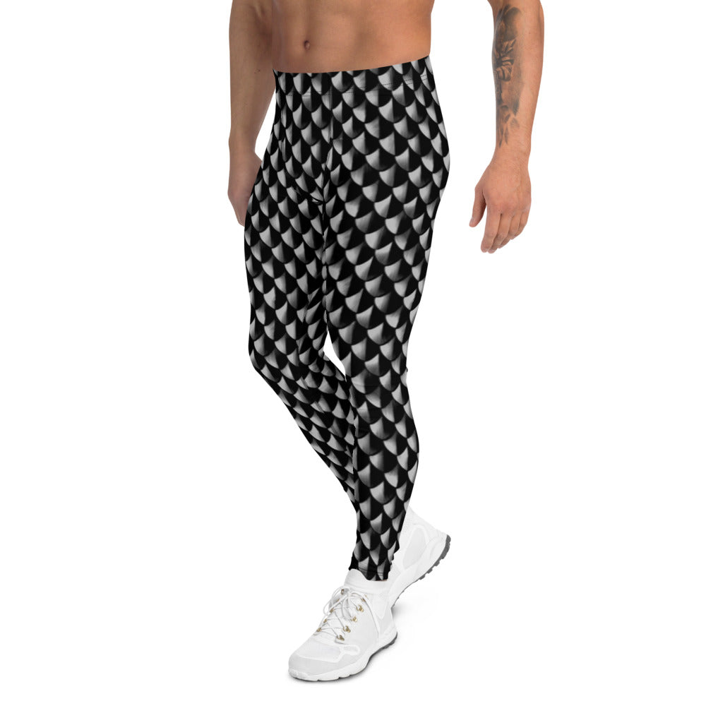 Blackened Scale Mail Print Men's Leggings