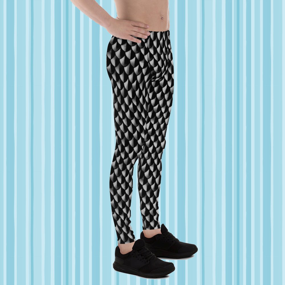 Blackened Scale Mail Print Men's Leggings