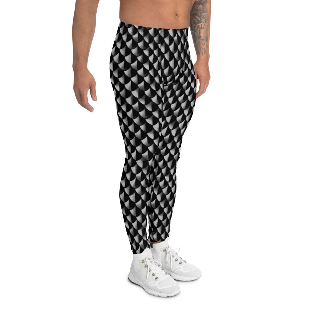 Blackened Scale Mail Print Men's Leggings