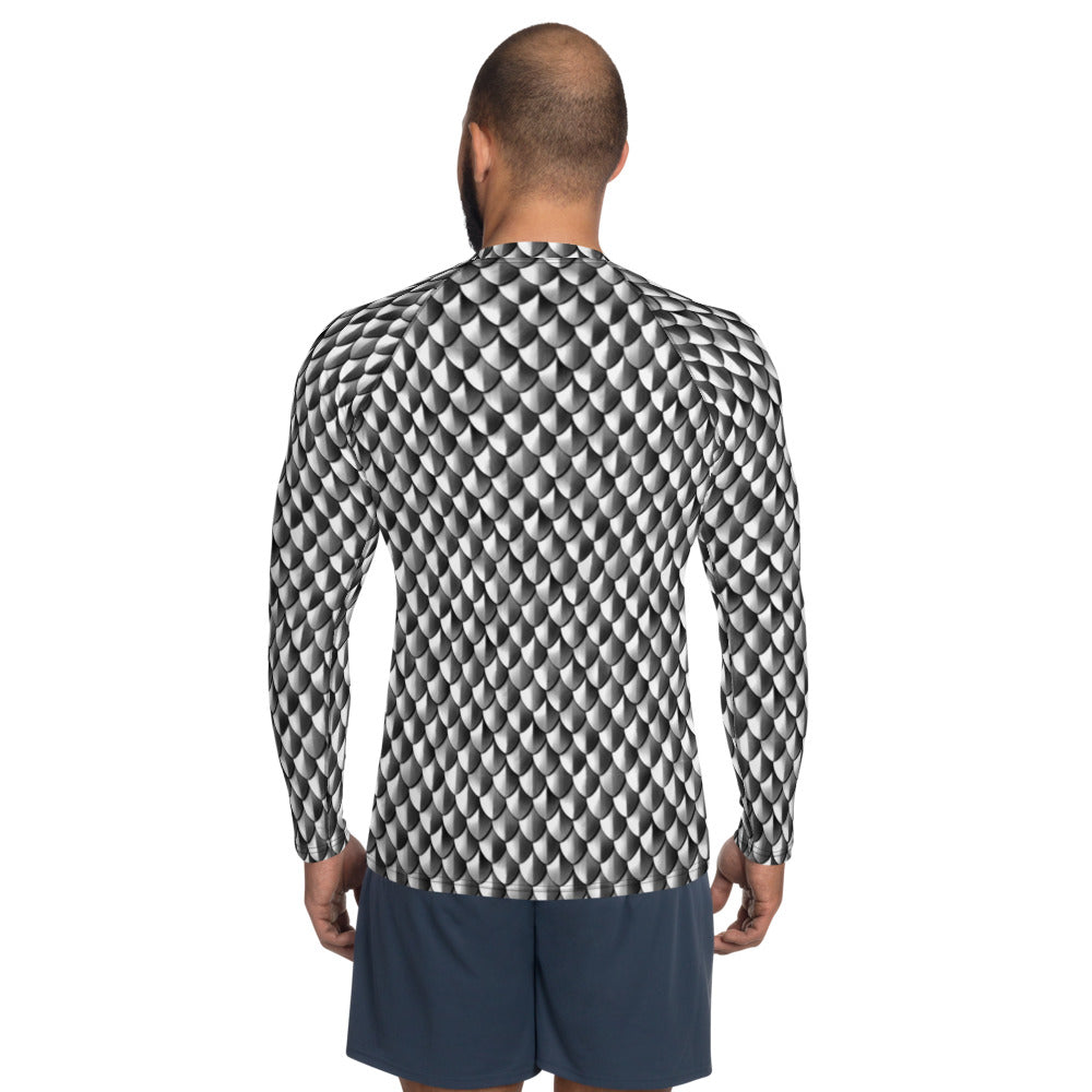 Silvery Scale Mail Print Men's Rash Guard