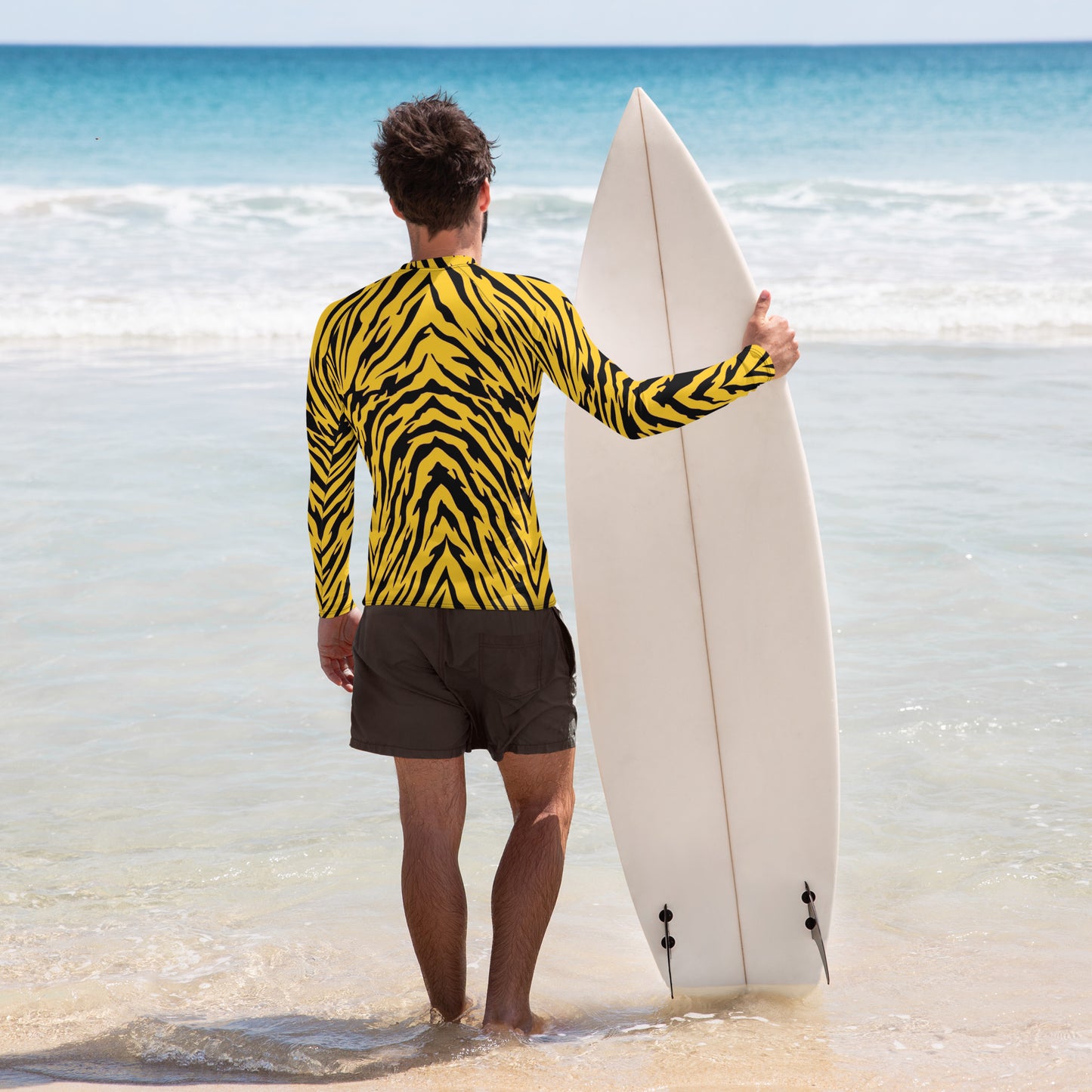 Black and Gold Tiger Stripes Men's Rash Guard