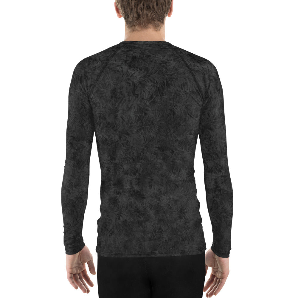 Black Cat with White Bib Fur Print Men's Rash Guard