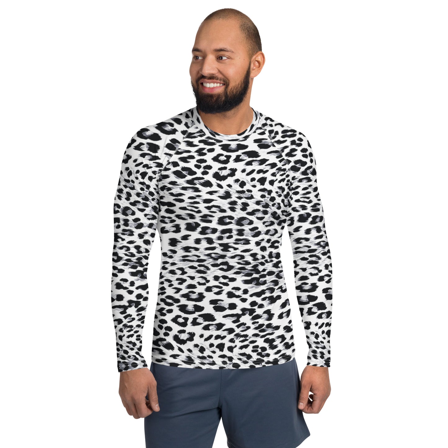 Snow Leopard Print Men's Rash Guard