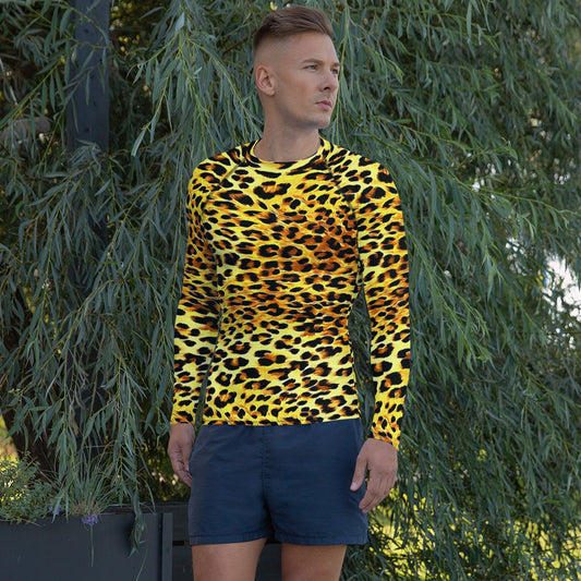 Leopard Print Men's Rash Guard