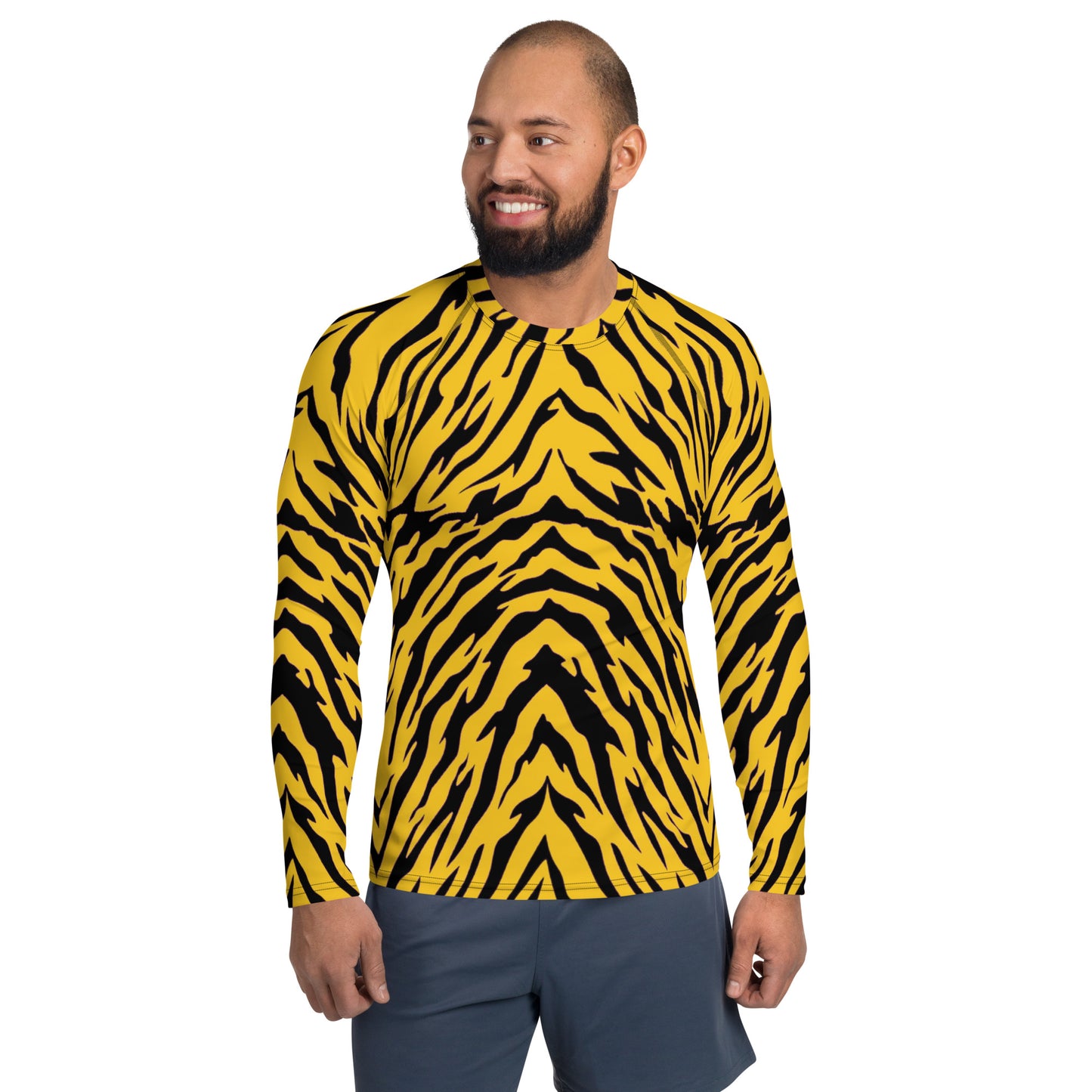 Black and Gold Tiger Stripes Men's Rash Guard