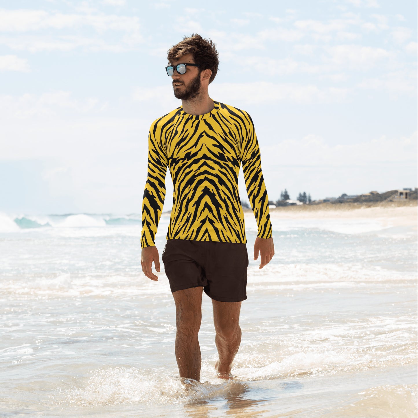 Black and Gold Tiger Stripes Men's Rash Guard