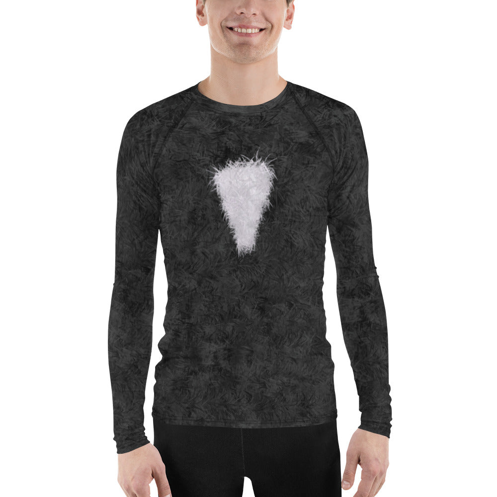 Black Cat with White Bib Fur Print Men's Rash Guard