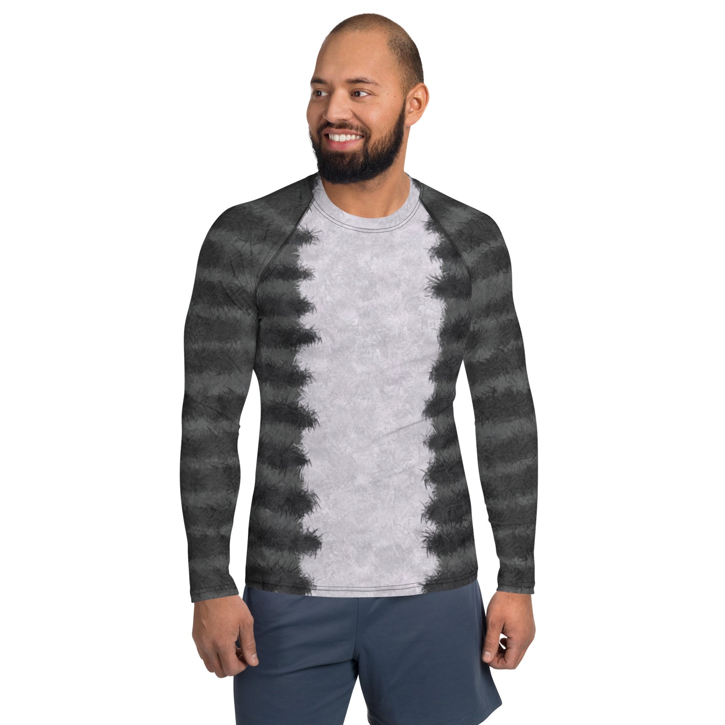 Grey Tabby Cat Fur Print Men's Rash Guard