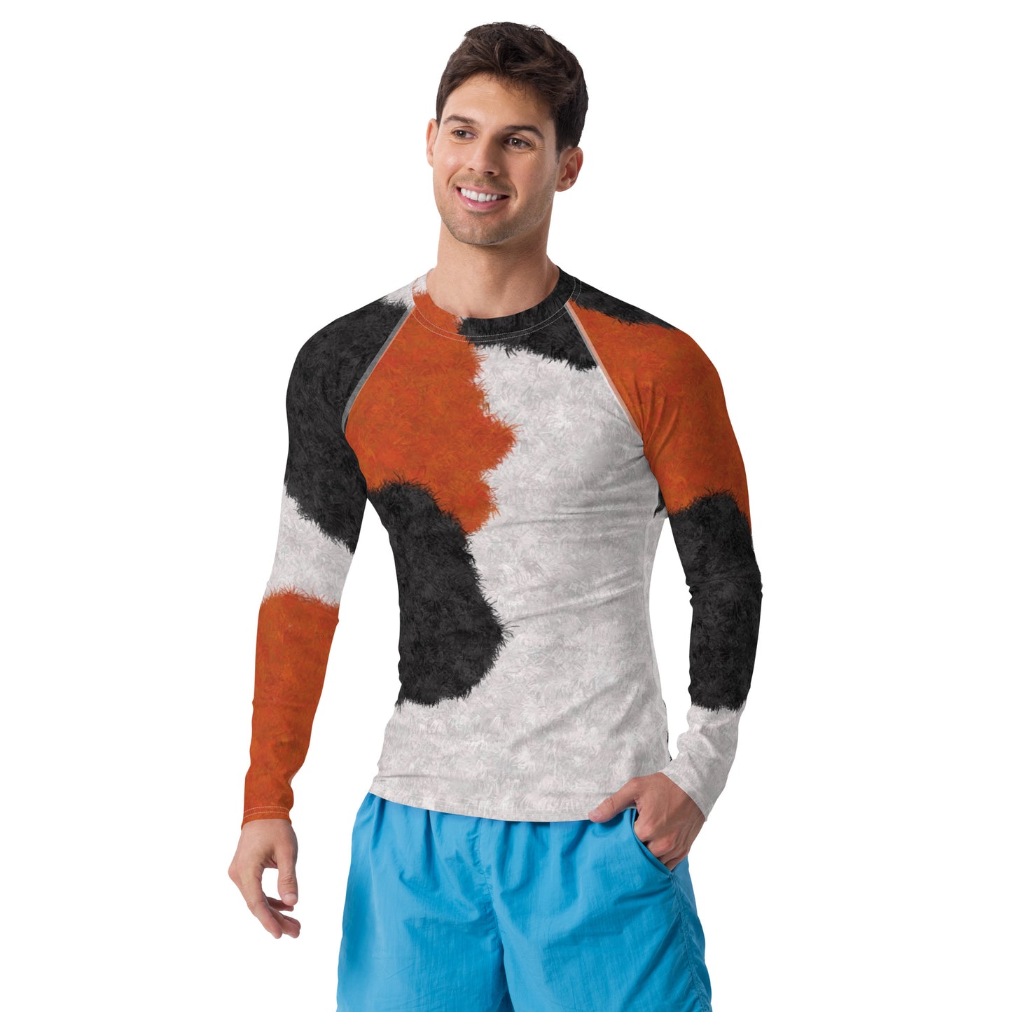 Calico Cat Fur Print Men's Rash Guard