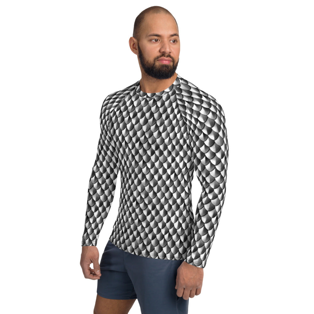 Silvery Scale Mail Print Men's Rash Guard