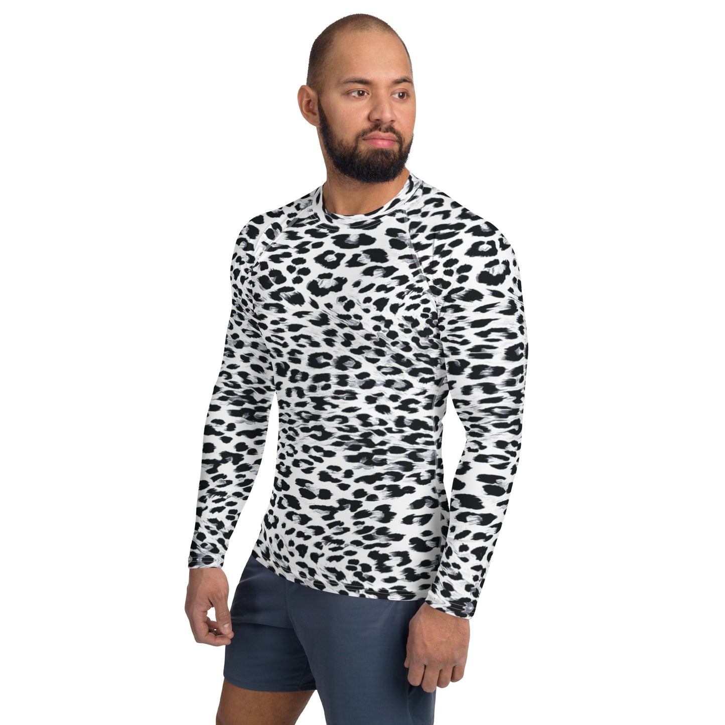 Snow Leopard Print Men's Rash Guard