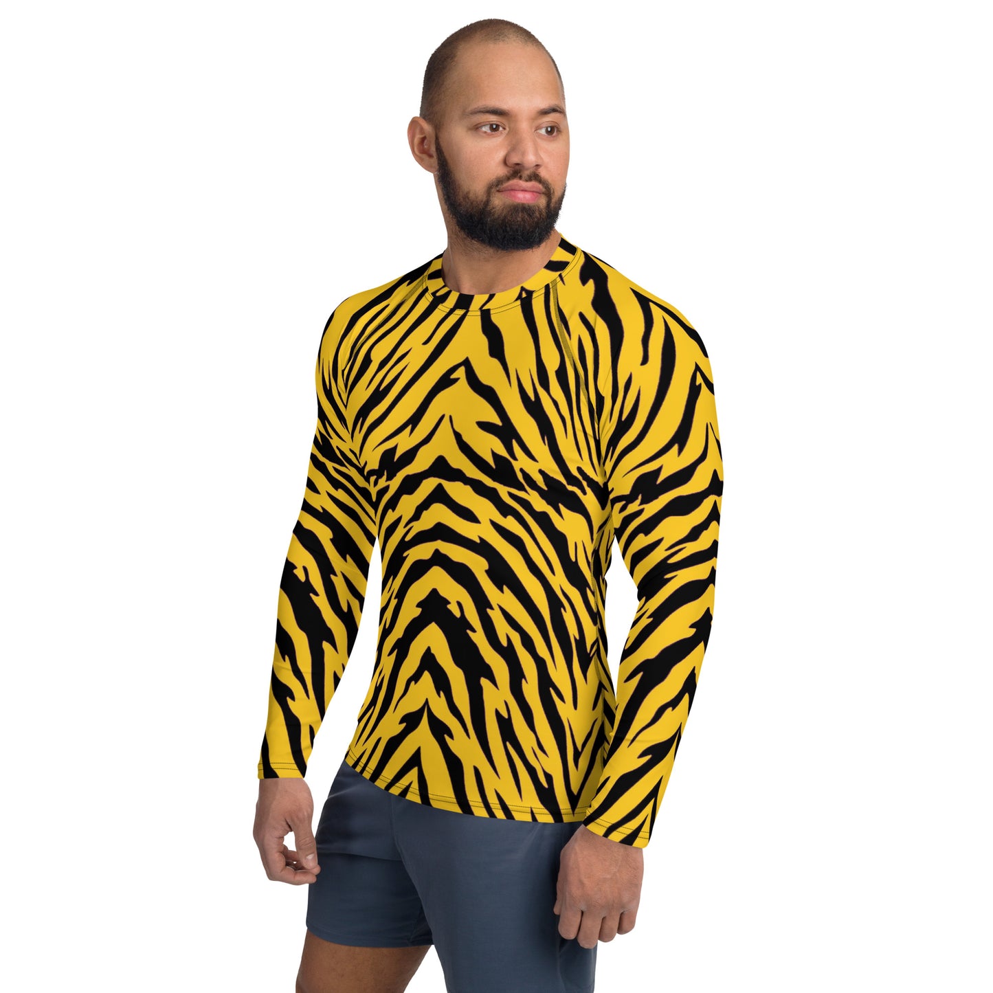 Black and Gold Tiger Stripes Men's Rash Guard