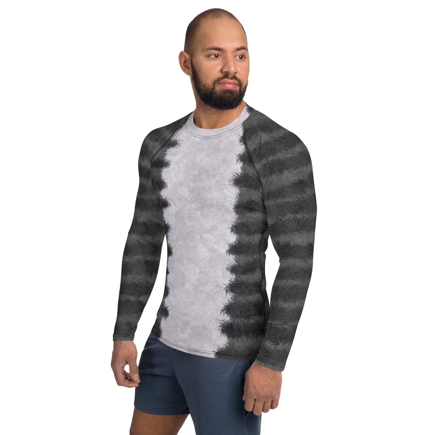 Grey Tabby Cat Fur Print Men's Rash Guard