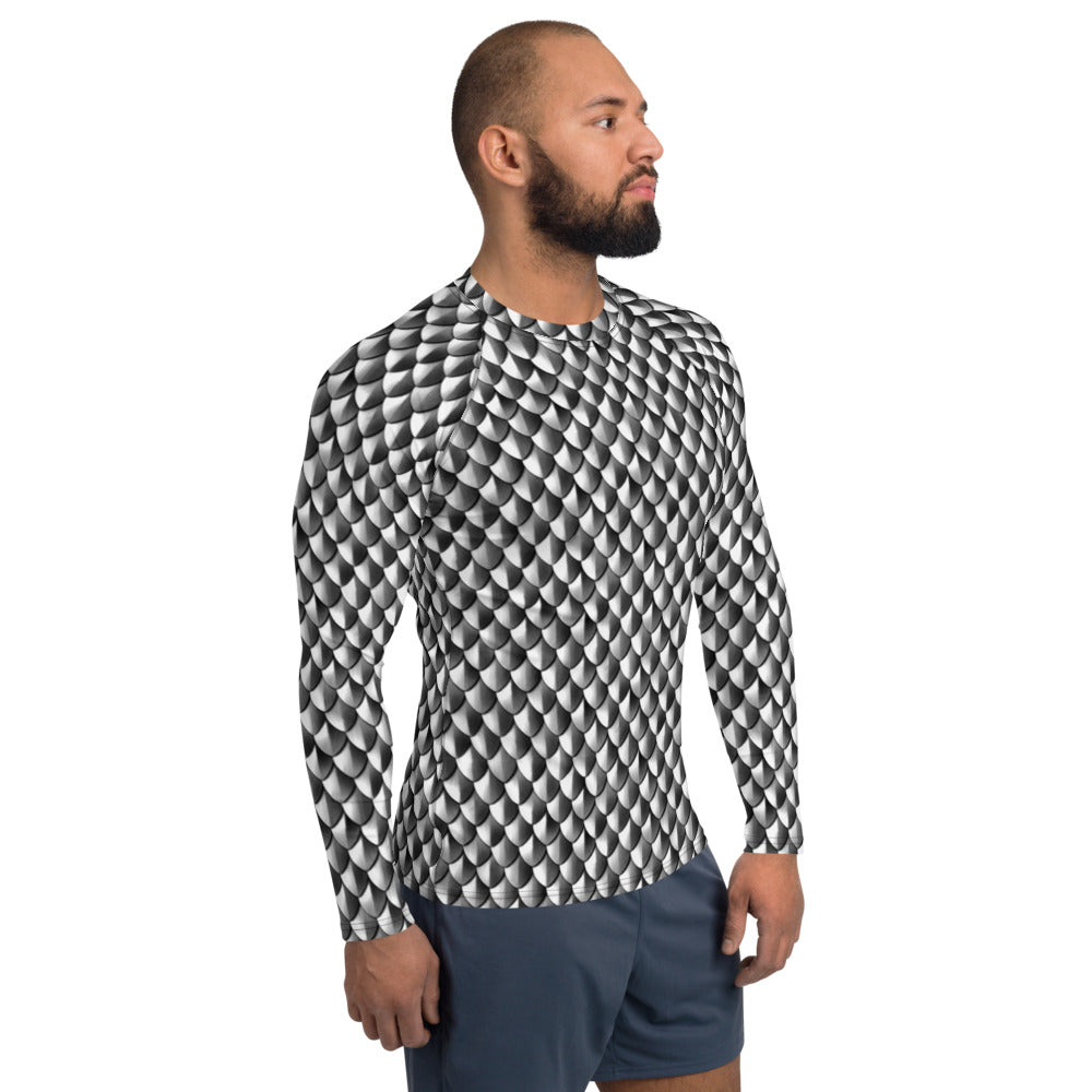 Silvery Scale Mail Print Men's Rash Guard