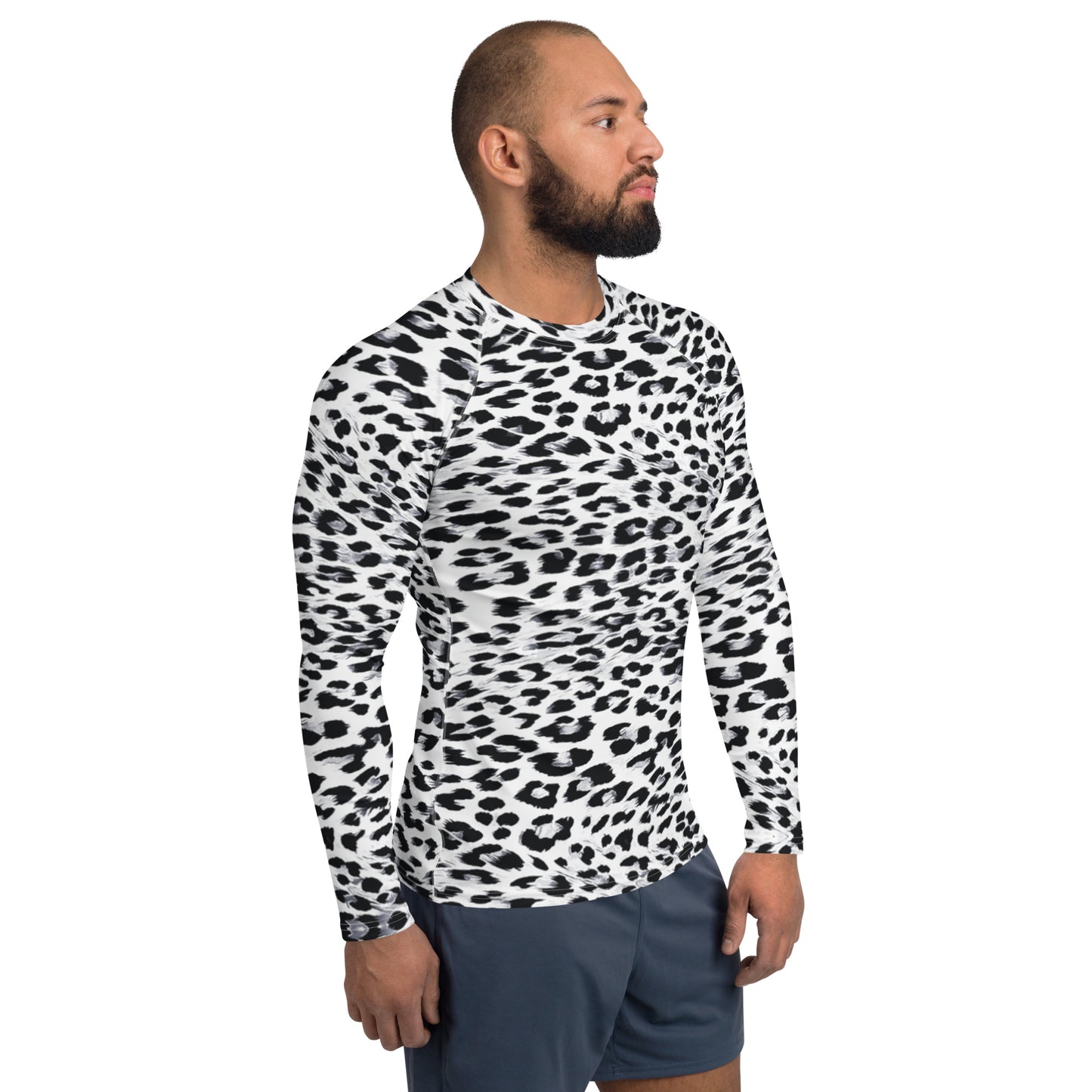 Snow Leopard Print Men's Rash Guard