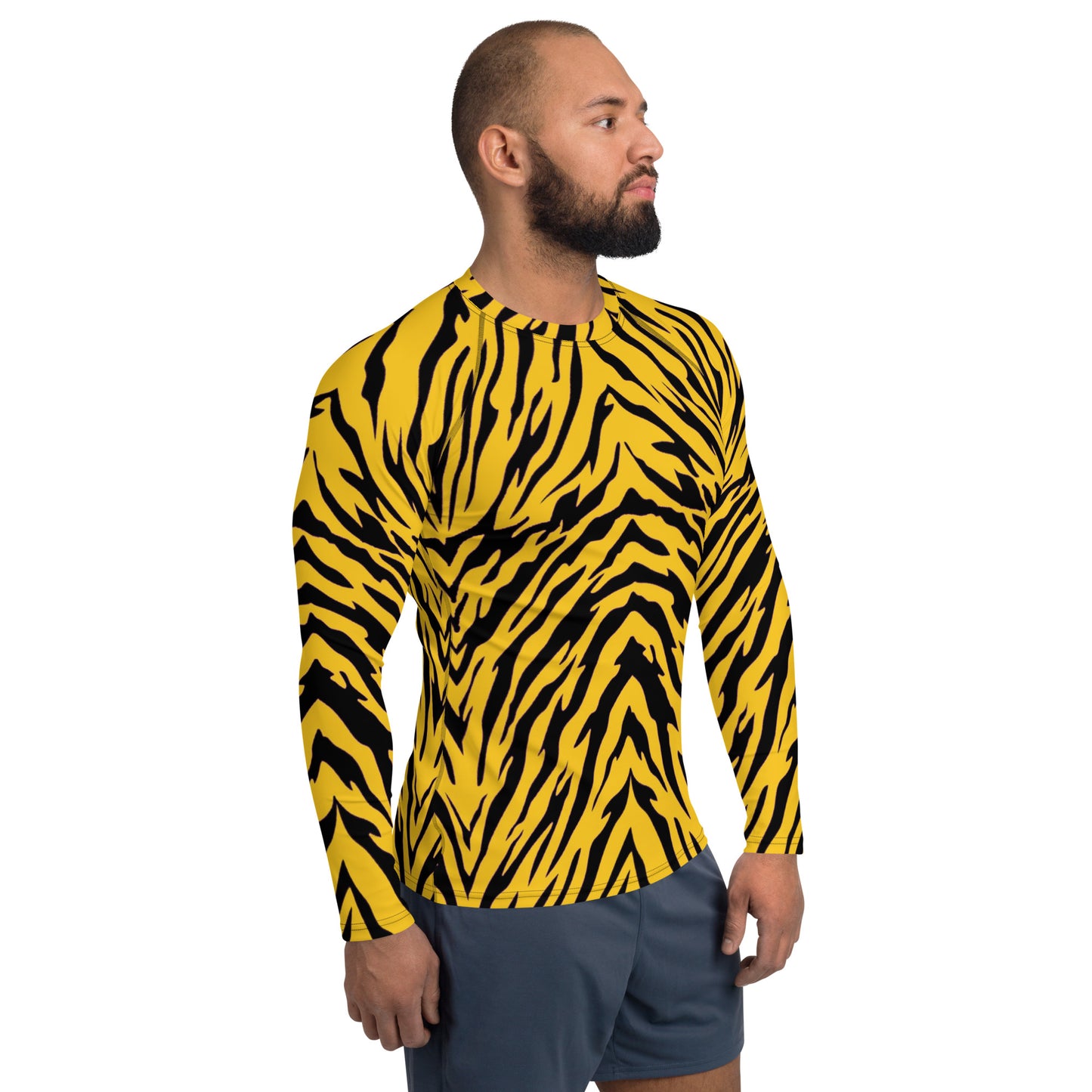 Black and Gold Tiger Stripes Men's Rash Guard