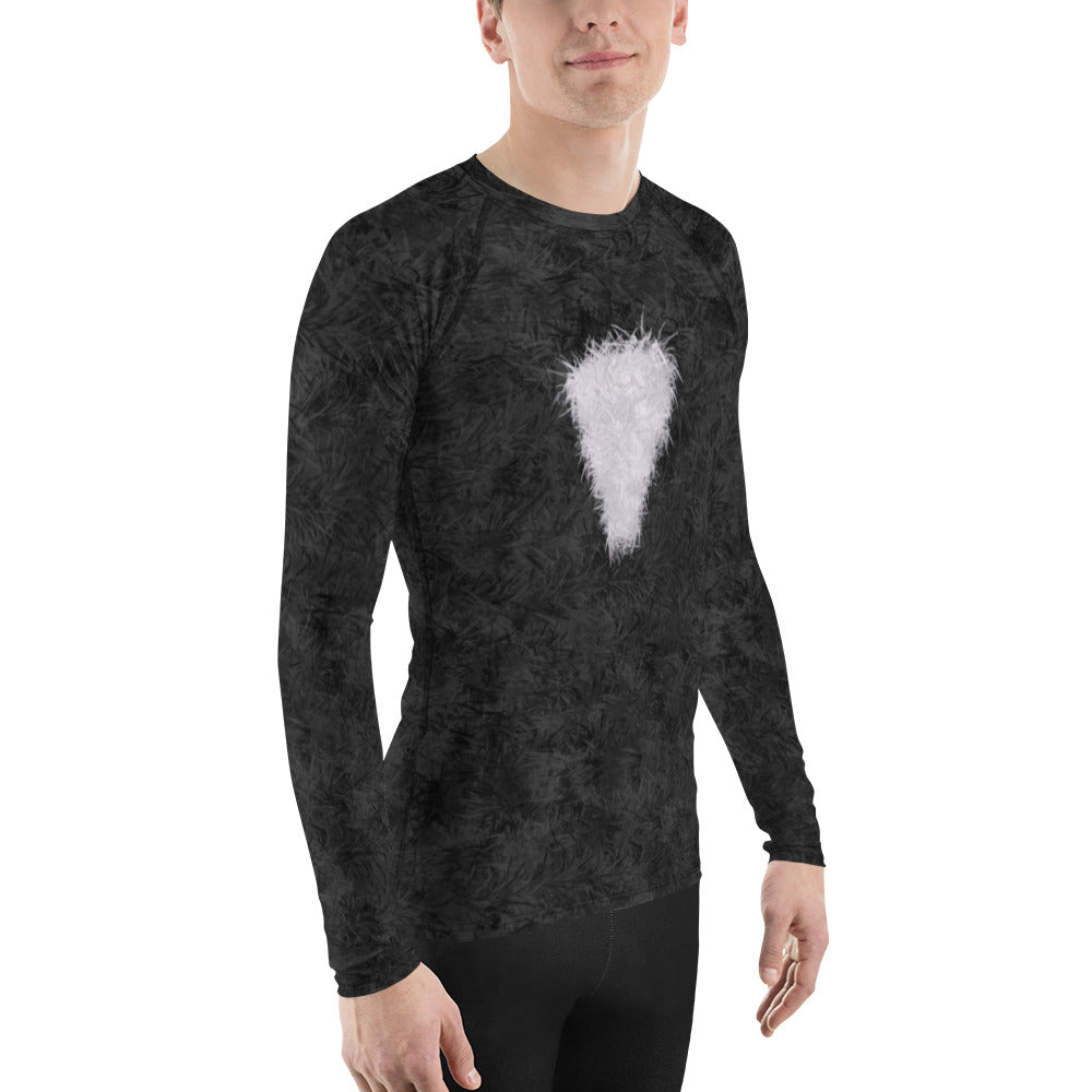 Black Cat with White Bib Fur Print Men's Rash Guard