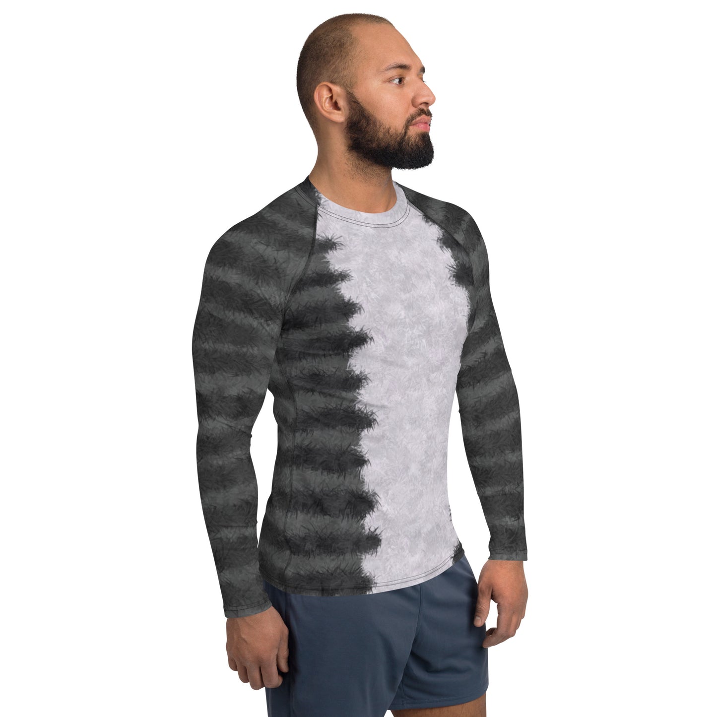 Grey Tabby Cat Fur Print Men's Rash Guard