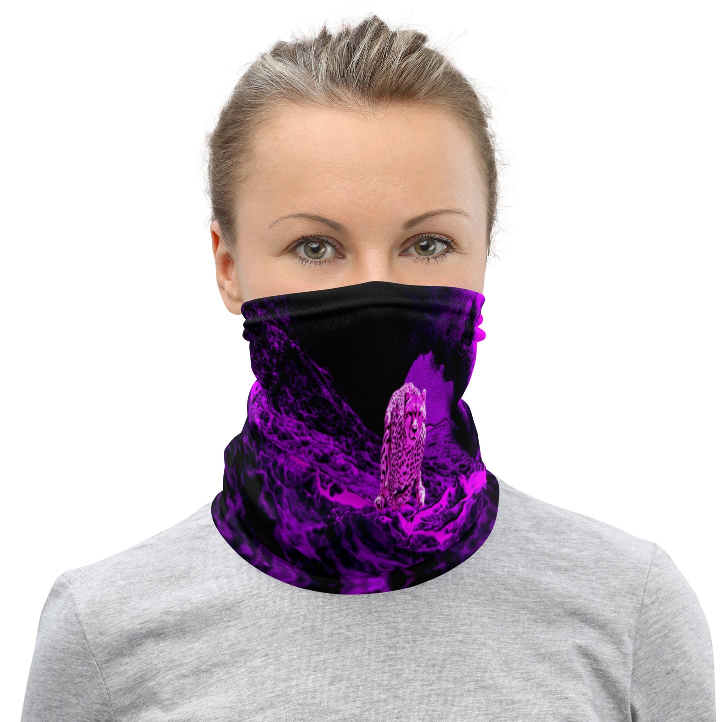 Cheetah Running on the Waves Neck Gaiter