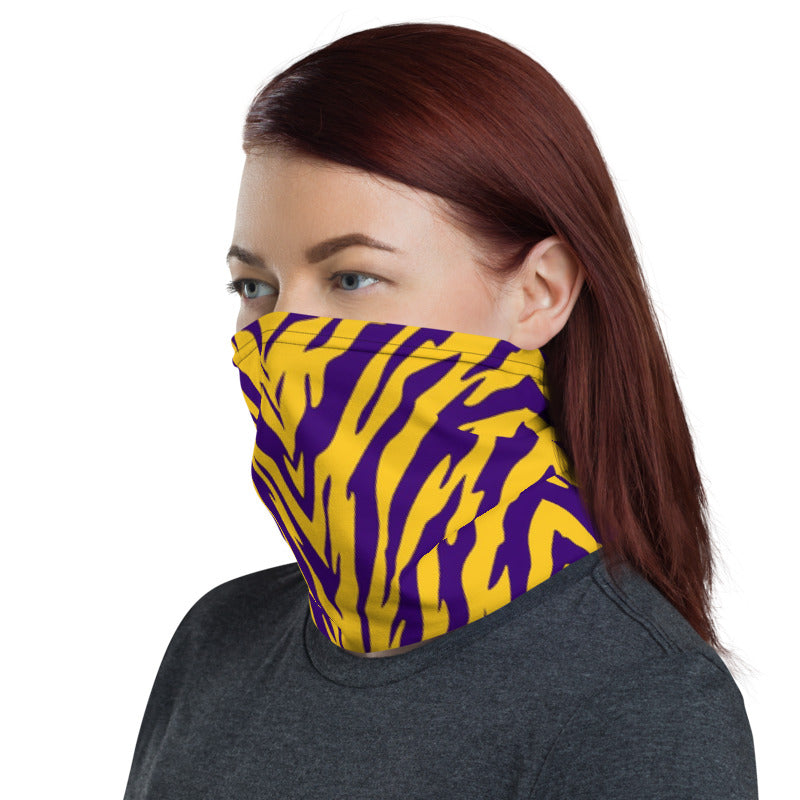 Purple and Gold Tiger Stripe Neck Gaiter