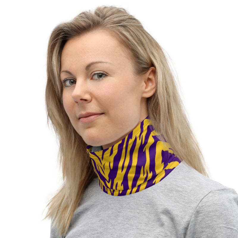 Purple and Gold Tiger Stripe Neck Gaiter