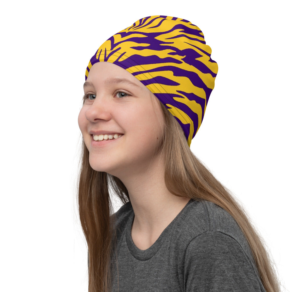 Purple and Gold Tiger Stripe Neck Gaiter