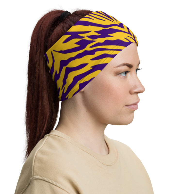 Purple and Gold Tiger Stripe Neck Gaiter