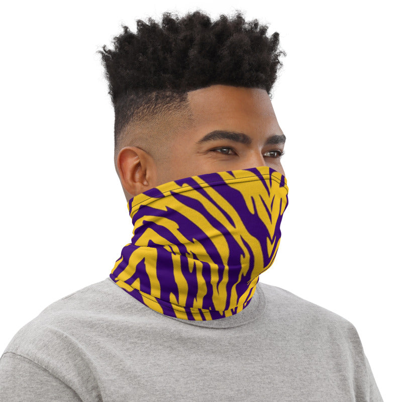 Purple and Gold Tiger Stripe Neck Gaiter