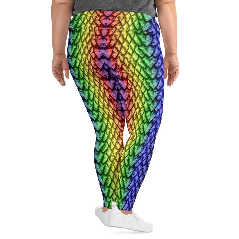 Rainbow Dragon Scale Plus Size Leggings