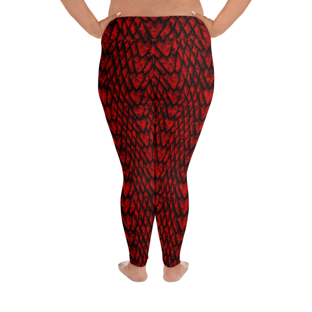 Ruby Dragon Scale Plus Size Leggings