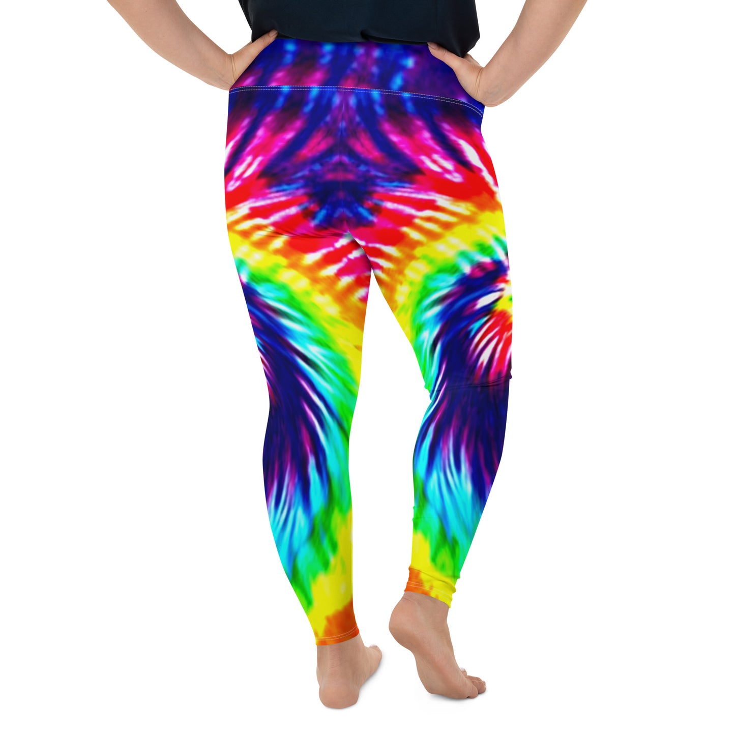 Bright Rainbow Tie Dye Plus Size Leggings