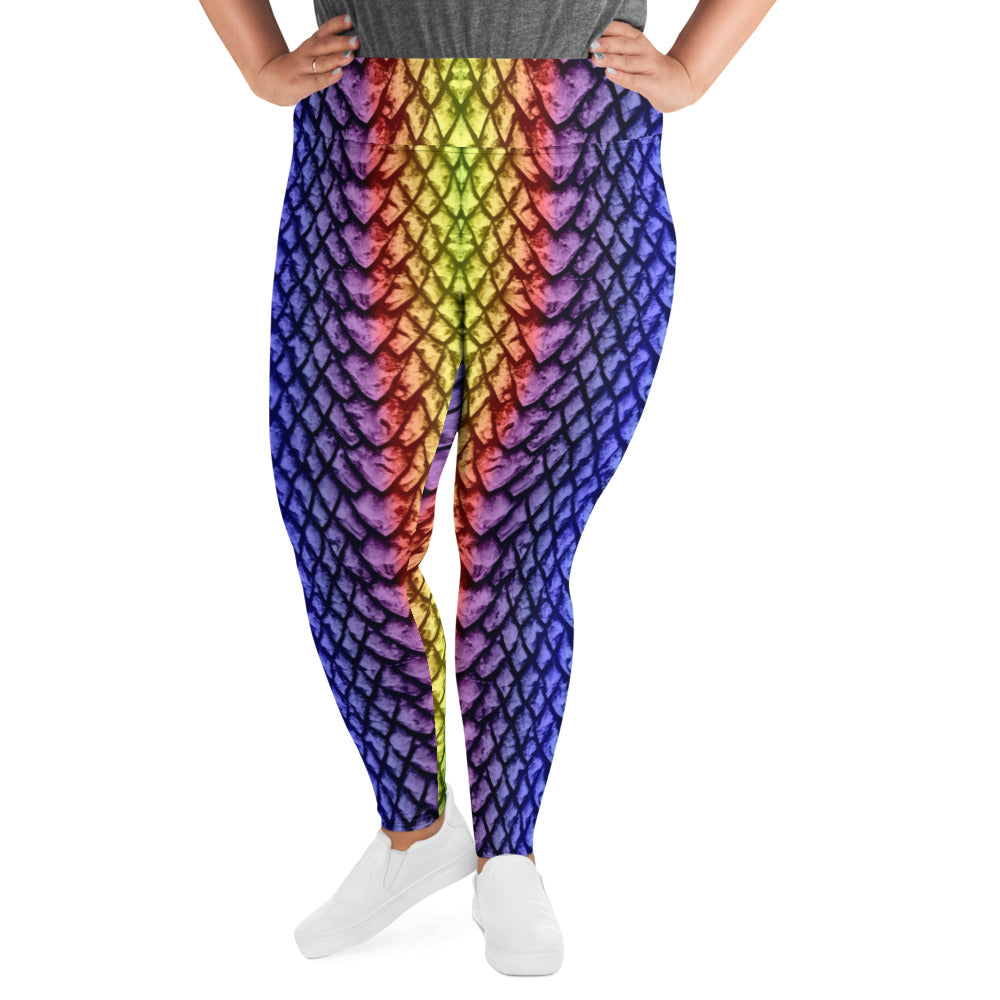 Rainbow Dragon Scale Plus Size Leggings