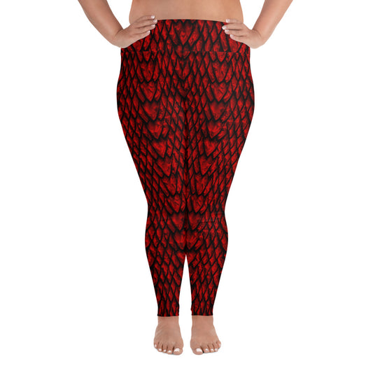 Ruby Dragon Scale Plus Size Leggings