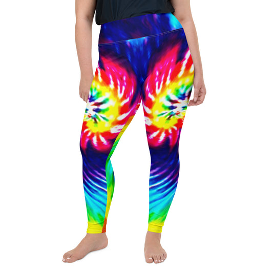 Bright Rainbow Tie Dye Plus Size Leggings