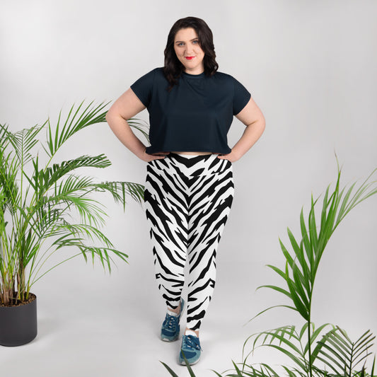 White Tiger Stripes Pattern Plus Size Leggings