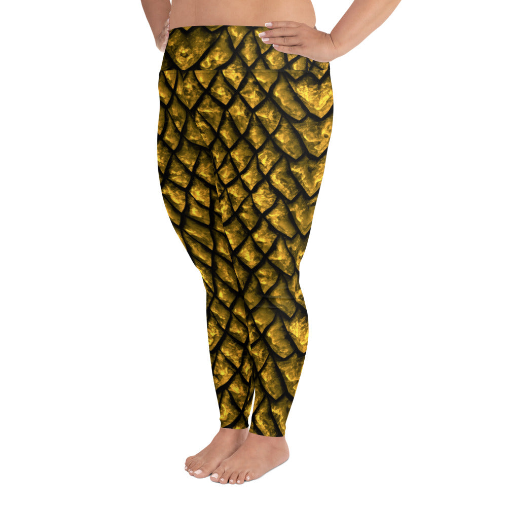 Gold Dragon Scale Plus Size Leggings