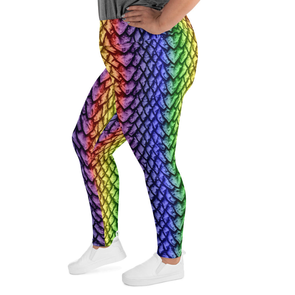 Rainbow Dragon Scale Plus Size Leggings