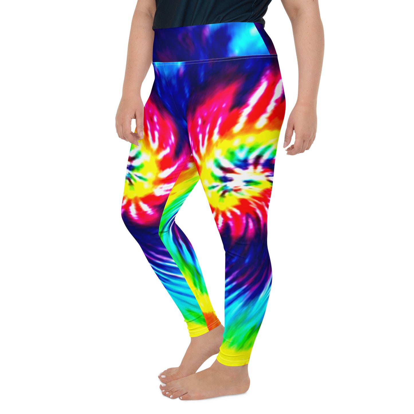 Bright Rainbow Tie Dye Plus Size Leggings